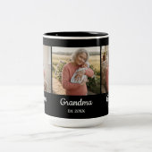 Simple Script Grandma Est. 3 Photo Year Zweifarbige Tasse (Mittel)