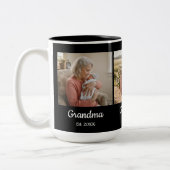 Simple Script Grandma Est. 3 Photo Year Zweifarbige Tasse (Links)