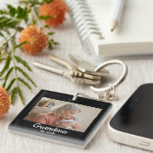 Simple Script Grandma Est.Photo Year Black Schlüsselanhänger (Vorderseite rechts)