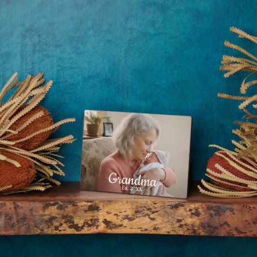 Simple Script Grandma Est.Photo Year Fotoplatte (Seite)