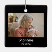 Simple Script Grandma Est.Photo Year Phone Case Keramikornament (Rückseite)