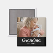 Simple Script Grandma Photo Year Est. Magnet (Vorderseite/Rückseite)