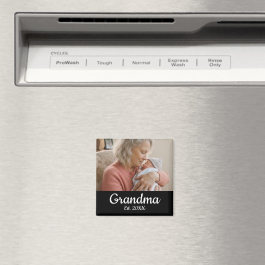 Simple Script Grandma Photo Year Est. Magnet (In Situ (Geschirrspüler))