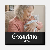 Simple Script Grandma Photo Year Est. Magnet (Vorne)