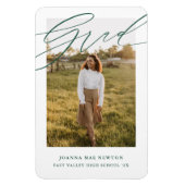 Simple Script Green Photo Graduation Announcement Magnet (Vertikal)