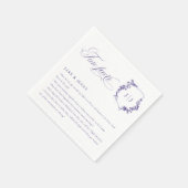Simple Script Lilac Purple Wedding Logo Fun Facts Serviette (Ecke)