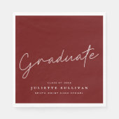 Simple Script Maroon Graduation Party Serviette (Vorderseite)