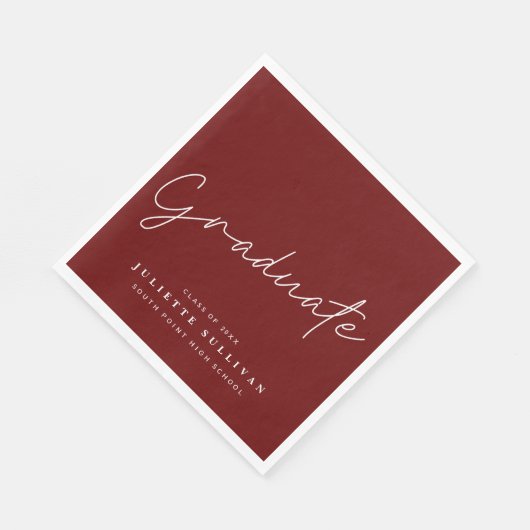 Simple Script Maroon Graduation Party Serviette (Ecke)