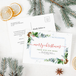 Simple script Merry christmas moving announcement Feiertagspostkarte