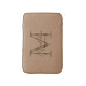 Simple Script Metallic Taupe Gold Monogram Badematte (Vorderseite Vertikal)