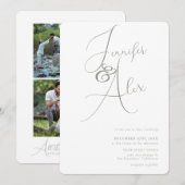 Simple Script Minimalist Photo Collage Wedding  Einladung (Vorne/Hinten)