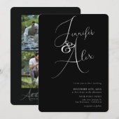 Simple Script Minimalist Photo Collage Wedding  Einladung (Vorne/Hinten)