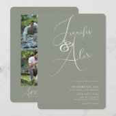 Simple Script Minimalist Photo Collage Wedding  Einladung (Vorne/Hinten)