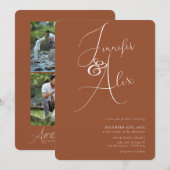 Simple Script Minimalist Photo Collage Wedding  Einladung (Vorne/Hinten)