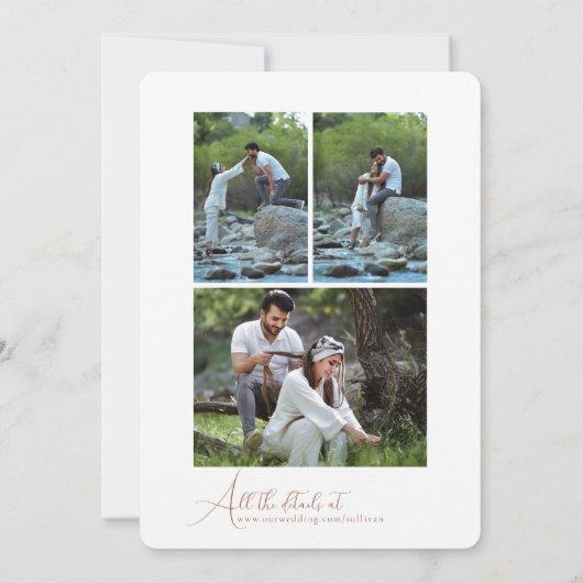 Simple Script Minimalist Photo Collage Wedding Einladung (Rückseite)