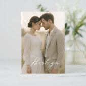 Simple Script Modern Photo Wedding Thank You Dankeskarte (Stehend Vorderseite)