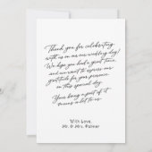 Simple Script Modern Wedding Photo Thank You Card Dankeskarte (Rückseite)