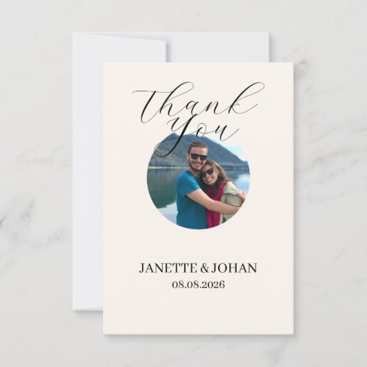 Simple Script Modern Wedding Photo Thank You Card Dankeskarte (Vorderseite)