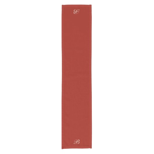 Simple Script Monogram Initial Red Kurzer Tischläufer (Vorderseite)