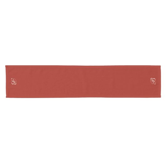 Simple Script Monogram Initial Red Kurzer Tischläufer (Horizontal)