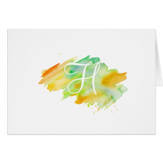 Simple Script Monogram Note Cards- Springs Colors (Vorderseite (Horizontal))
