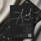 Simple Script Moody QR Code Black Wedding Einladung