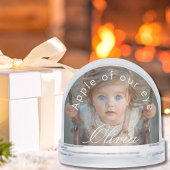 Simple Script Name 2 Photos Cute Personalized Schneekugeln
