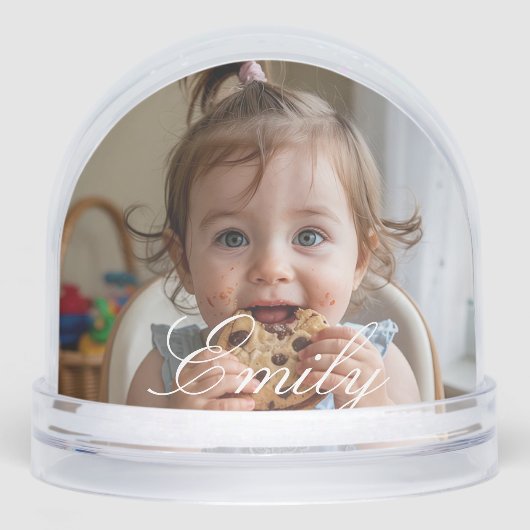Simple Script Name and Personalized Photo Schneekugeln (Vorderseite)