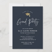 Simple Script Navy Blue Graduation Party Einladung (Vorderseite)