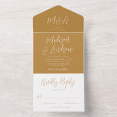 Simple Script Ochre Wedding All In One Einladung (Innen Boden)
