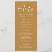 Simple Script Ochre Wedding Menükarte (Vorderseite)