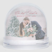 Simple Script Our First Christmas Wedding Photo Schneekugeln (Vorderseite)