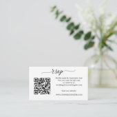 Simple Script Photo QR Code Wedding RSVP Enclosure Begleitkarte (Stehend Vorderseite)