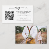 Simple Script Photo QR Code Wedding RSVP Enclosure Begleitkarte (Vorne/Hinten)
