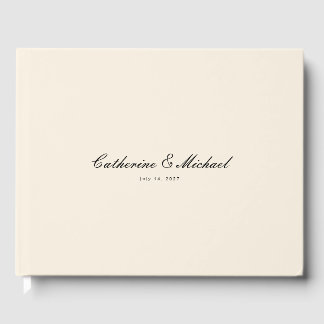 Simple Script Pretty Cream Wedding Guest Book Gästebuch