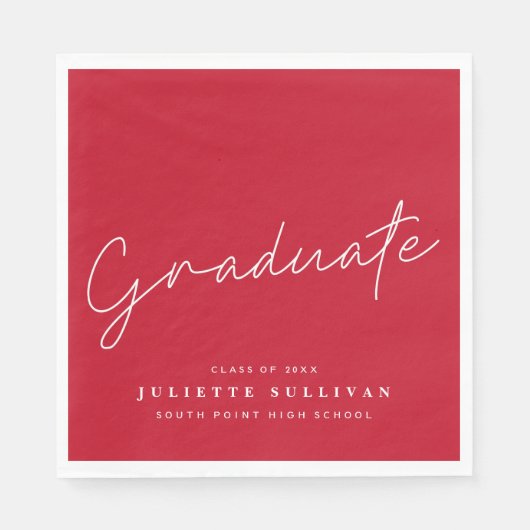 Simple Script Red Graduation Party Serviette (Vorderseite)
