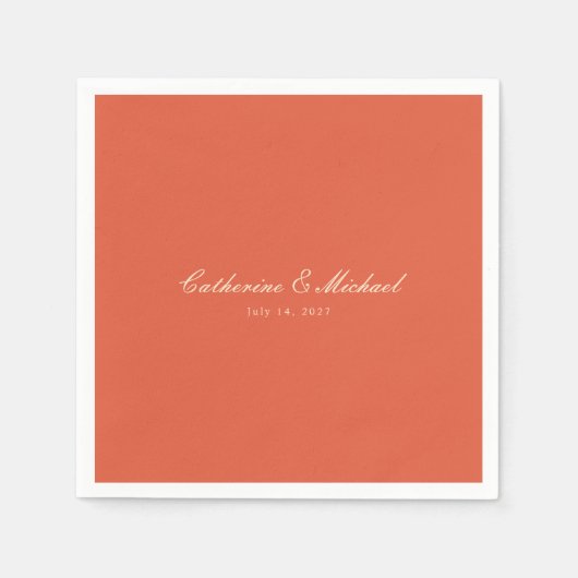 Simple Script Sunset Orange Wedding Serviette (Vorderseite)