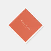 Simple Script Sunset Orange Wedding Serviette (Ecke)