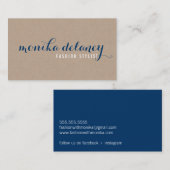 SIMPLE SCRIPT TYPE stilvoll trendy dunkelblau Visitenkarte (Vorne/Hinten)