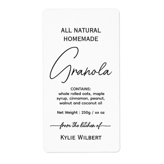 Simple Script Vertical Homemade Granola Label (Vorne)
