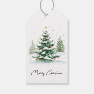 Simple Script Watercolor Weihnachtsbaum Favor Tag Geschenkanhänger