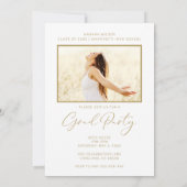 Simple Script White Gold Foto Graduation Party Einladung (Rückseite)