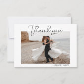 Simple Script White Wedding Foto Dankeskarte (Vorderseite)