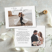 Simple Script White Wedding Foto Dankeskarte