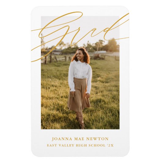 Simple Script Yellow Photo Graduation Announcement Magnet (Vertikal)