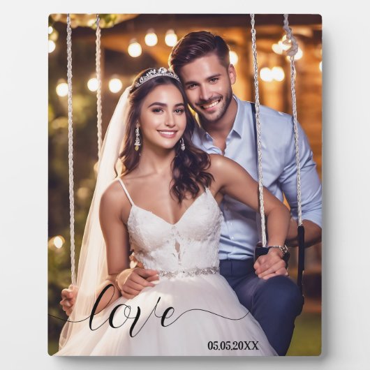 Simple Script Your Wedding Photo Plaque Fotoplatte (Vorderseite)