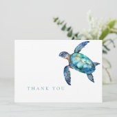 Simple Sea Turtle Turquoise Vielen Dank Dankeskarte (Stehend Vorderseite)