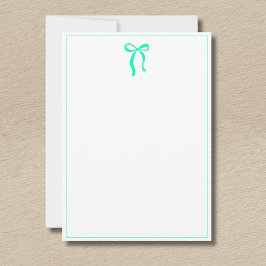 Simple Seafoam Green Bow Thin Border No text Mitteilungskarte