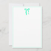 Simple Seafoam Green Bow Thin Border No text Mitteilungskarte (Vorderseite)
