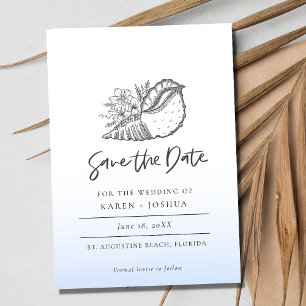Simple Seashell Beach Wedding Save the Date